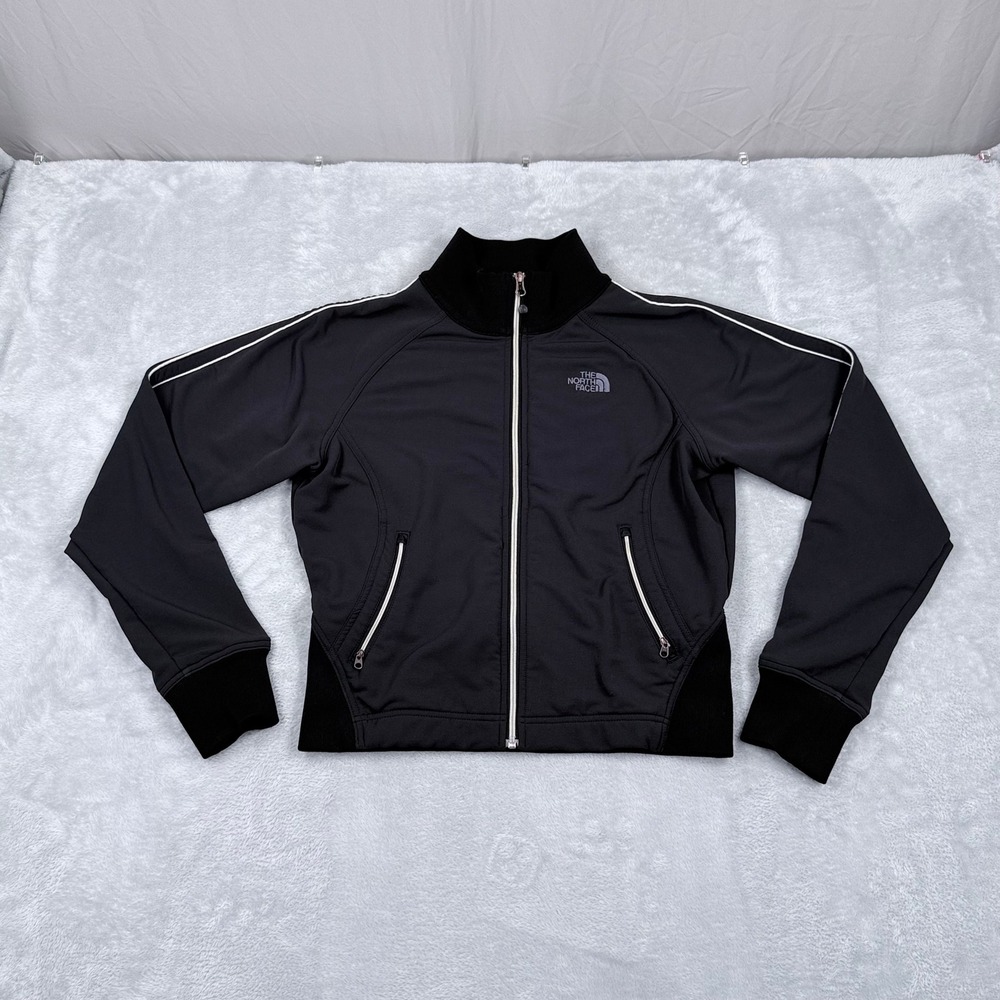The North Face Apex Track Bomber Jacket Womens Medium‎ Black Full Zip Softshell